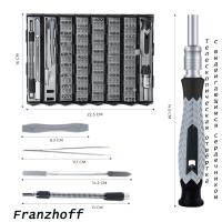 Набор прецизионных бит с отвёрткой Franzhoff (126 предметов) и инструмента, для ремонта электроники и не только, в удобном складном боксе - тубе, с чехлом