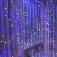 Гирлянда штора 3х2 м. цветная с пультом и крепёжными крючками, светодиодная, разноцветная